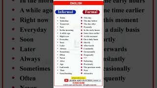 15 Daily English Words: Informal vs. Formal | Learn & Success