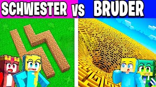 SCHWESTER vs BRUDER Labyrinth BAU CHALLENGE in Minecraft!