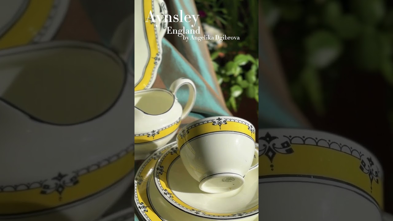 Aynsley England china tea set yellow porcelain Сервиз порцелан чай кафе Англия 