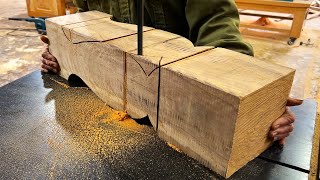 Ingenious Woodworking Techniques &amp; Skills Work with Giant Jigsaw // Amazing Design Beautiful Table