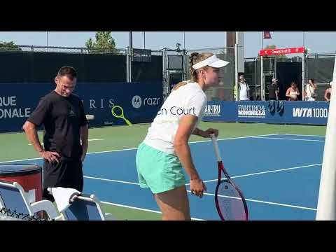 Elena Rybakina practices in Montreal
