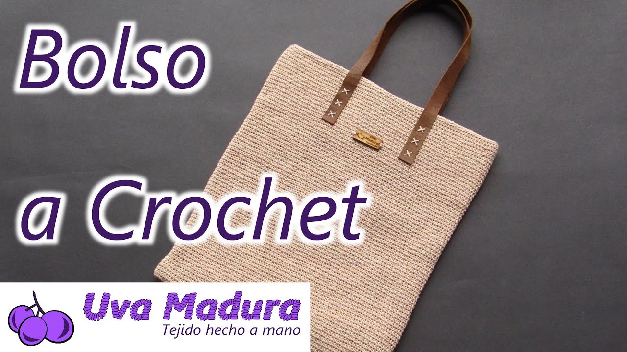 BOLSO Tejido a CROCHET Ganchillo con Cuero Tutorial -