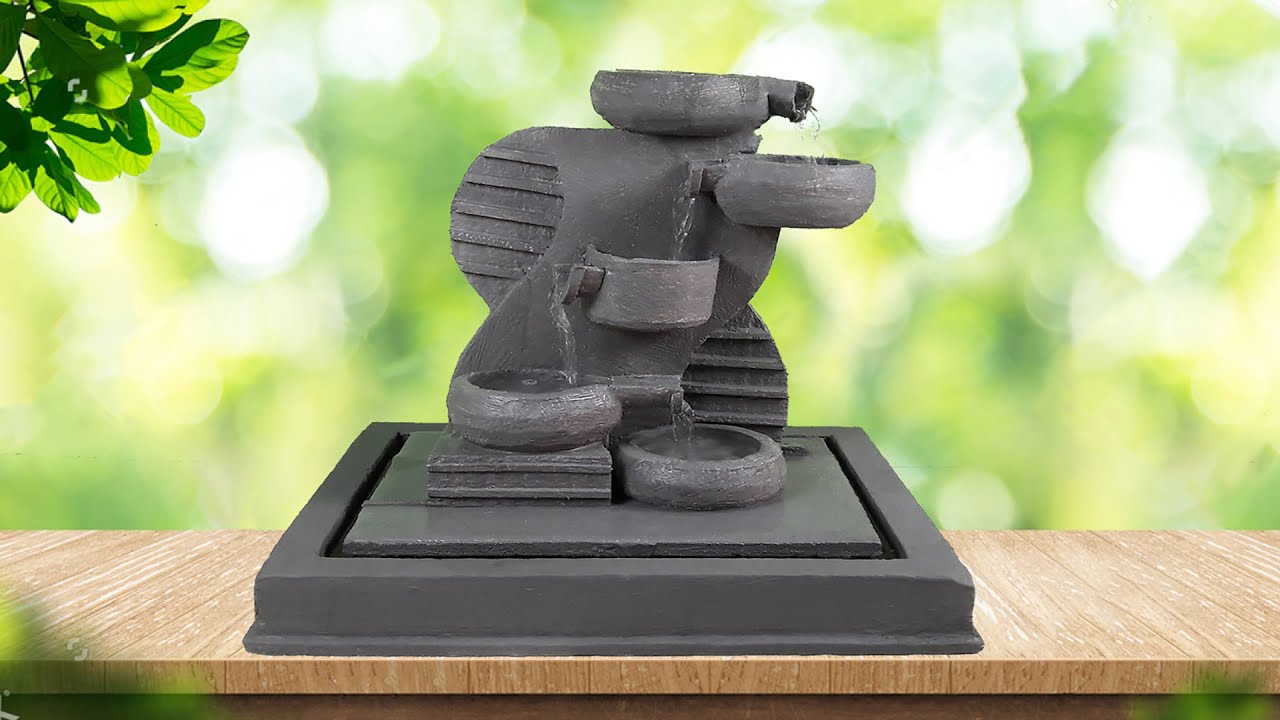 Make A Beautiful Tabletop Indoor Water Fountain With Cement DIY