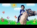 Margo on the show with horses  Riding on horse and walk in old village | Story for kids