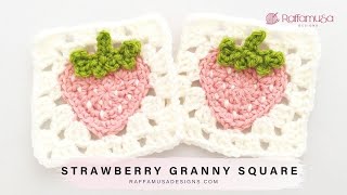 Strawberry Granny Square  Free Crochet Pattern | RaffamusaDesigns