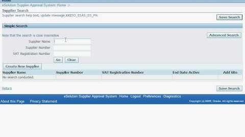 ESolution Supplier Approval System: Create Site Demo