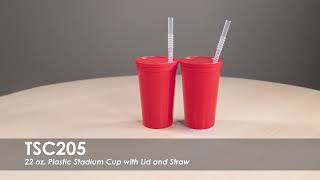22 oz. Plastic Stadium Cup with Lid and Straw | TSC205
