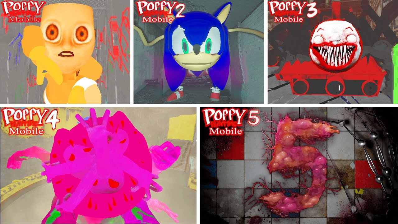 Poppy Playtime: Chapters 1, 2, 3, 4, 5  - All BOSSES and ENDINGS in BRIGHT Mode