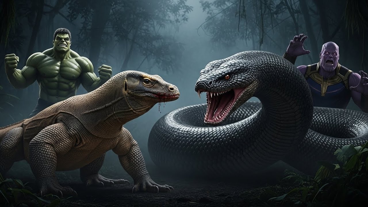 Anaconda vs Komodo Dragon Epic Reptile Battle You CANT Miss.hulk vs dragon 