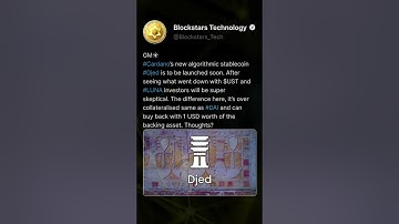 Cardano’s new algorithmic stablecoin Djed is to be launched soon