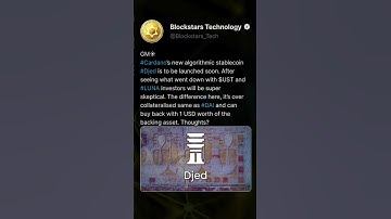 Cardano’s new algorithmic stablecoin Djed is to be launched soon