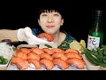 직접 만들어 사르르 녹는 연어 초밥 Home made Salmon Sushi cá hồi サーモン寿司 Лососевые суши Mukbang Eating Show 리얼사운드먹방