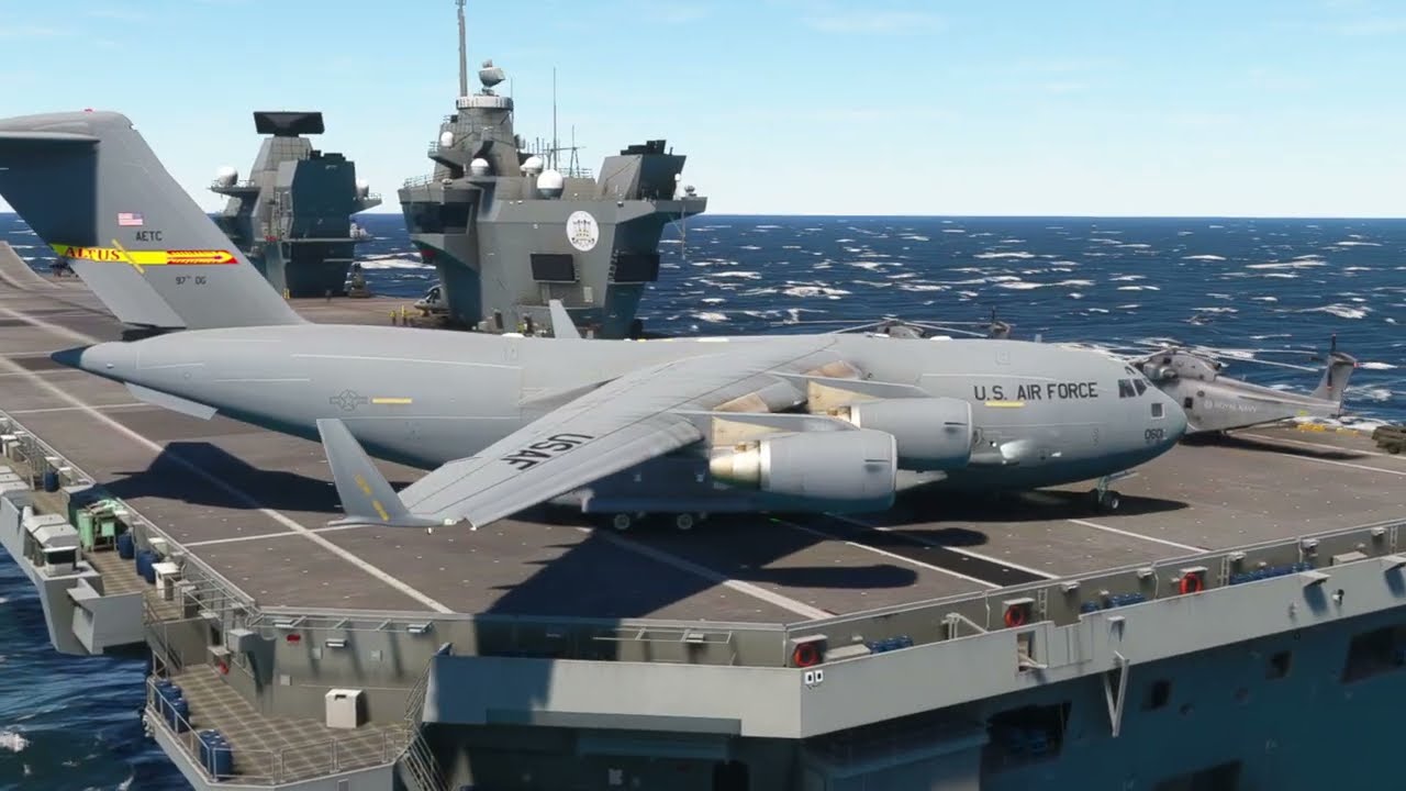 INSANE! USAF C-17 Globemaster III Attempts Impossible Aircraft Carrier Takeoff 😱🔥