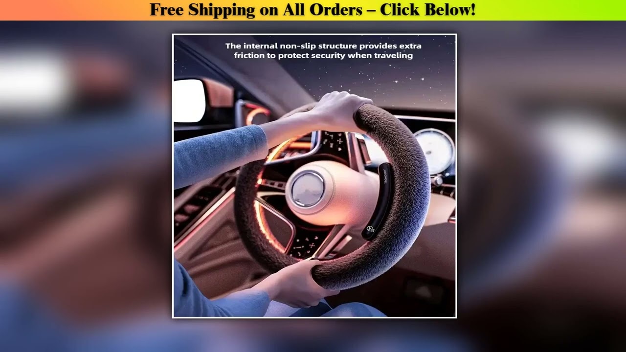 Graphene Wireless Heated Steering Wheel Cover Universal Winter Leather Suede Hand Sewn Plush for