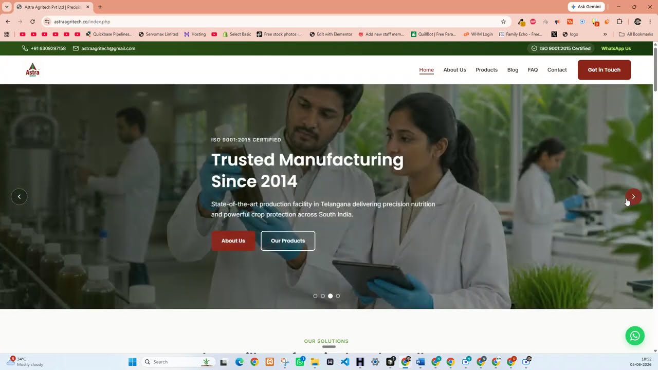 Astra Agritech — website walkthrough by EasyQuickWeb