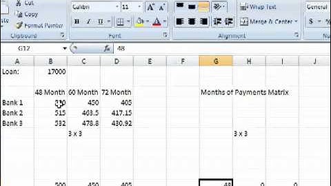 Working with Matrices in Excel