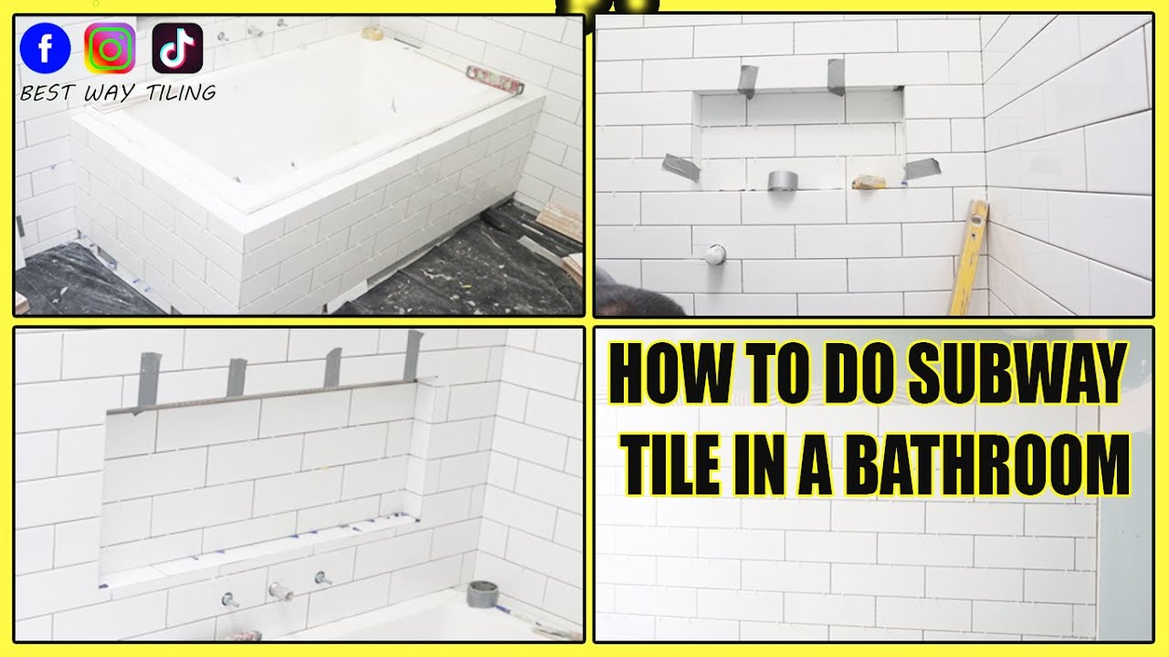 How to tile all bathroom walls with subway tile - YouTube