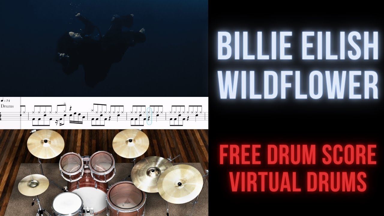 Billie Eilish WILDFLOWER (Drum Transcription Sheet Music Score