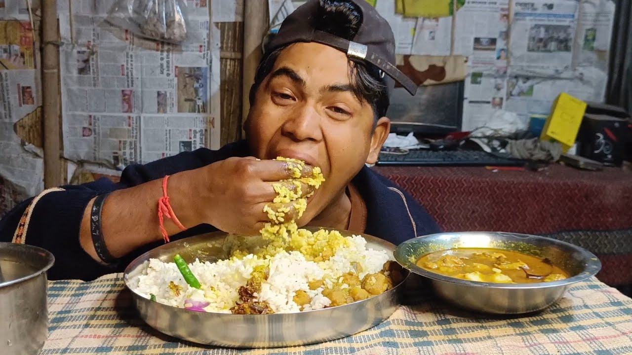 Steamed Rice with Soybean Curry & chicken curry | Pure Desi Comfort