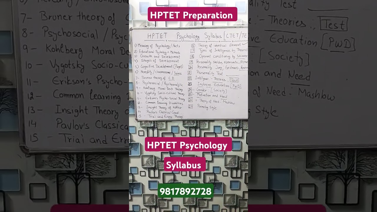 HPTET Psychology Syllabus|| 