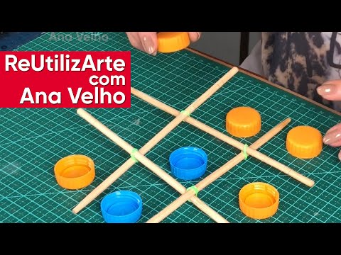 Como fazer o jogo da velha com palitos de picolé e tampinhas de