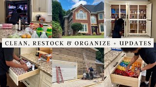 FRIDGE AND PANTRY CLEAN + WHOLE HOUSE RESTOCK AND ORGANIZE | NEW HOME RENOVATION UPDATES #restock