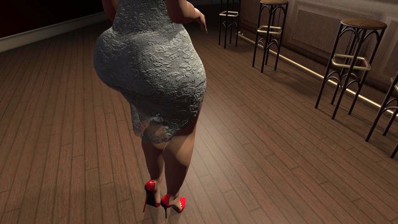 Chocolate BBW teasing in short dress.