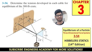 3-54 | Chapter 3: Equilibrium of a Particle | Hibbeler Statics 14th ed | Engineers Academy