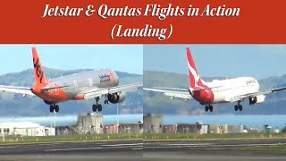 Jetstar and Qantas Flights Landing at Auckland