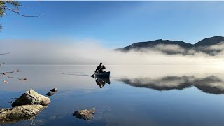 Canoe Camping / Chittenden Reservoir VT /1st camp trip with my new canoe! EPIC paddle in the mist!