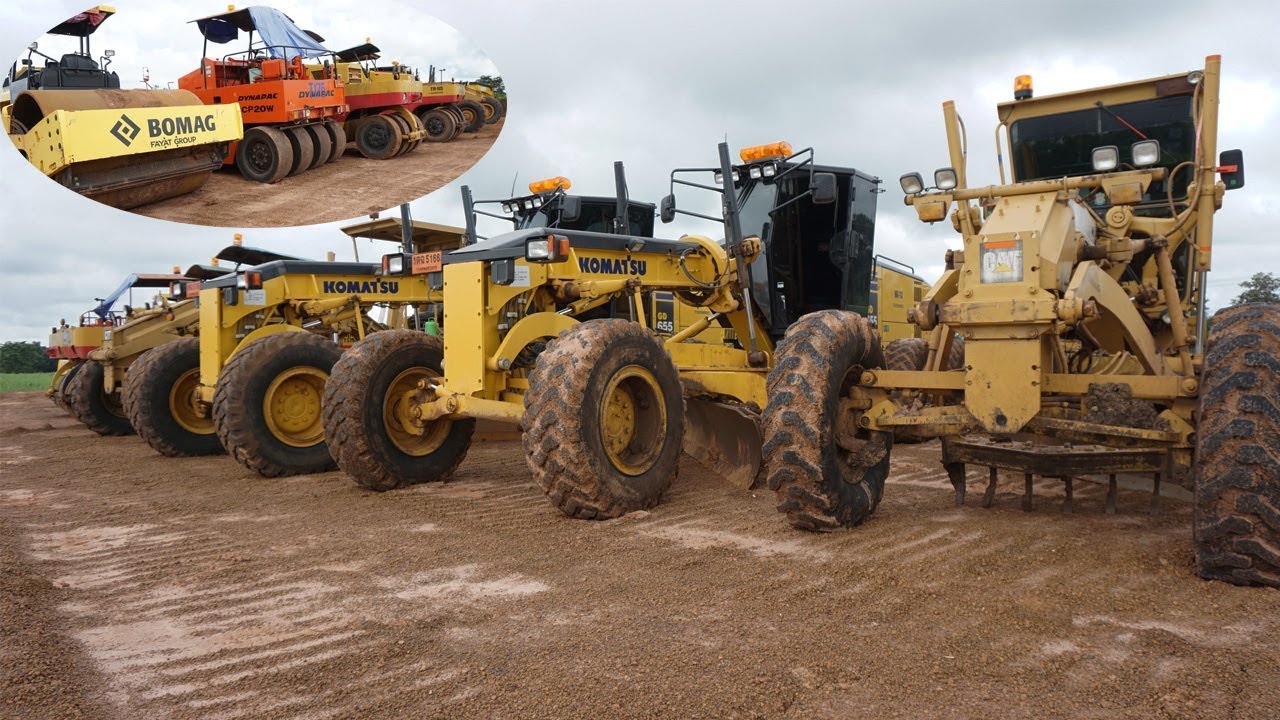 Grader Compaction ขบวนรถก่อสร้าง รถเกรด รถบด ในวันหยุดงาน Grader Compaction | Che Chef ...