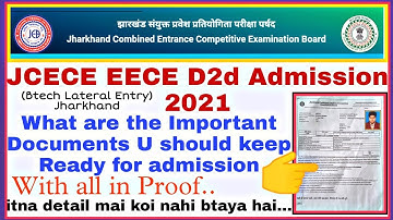 JCECE D2De Admission 2021 Important Documents Required During Admission | Jcece EECE LE Jharkhand