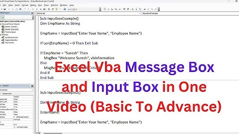 Excel VBA Message Box And Input Box in One Video (Basic to advance),  Excel VBA Tutorial in Hindi