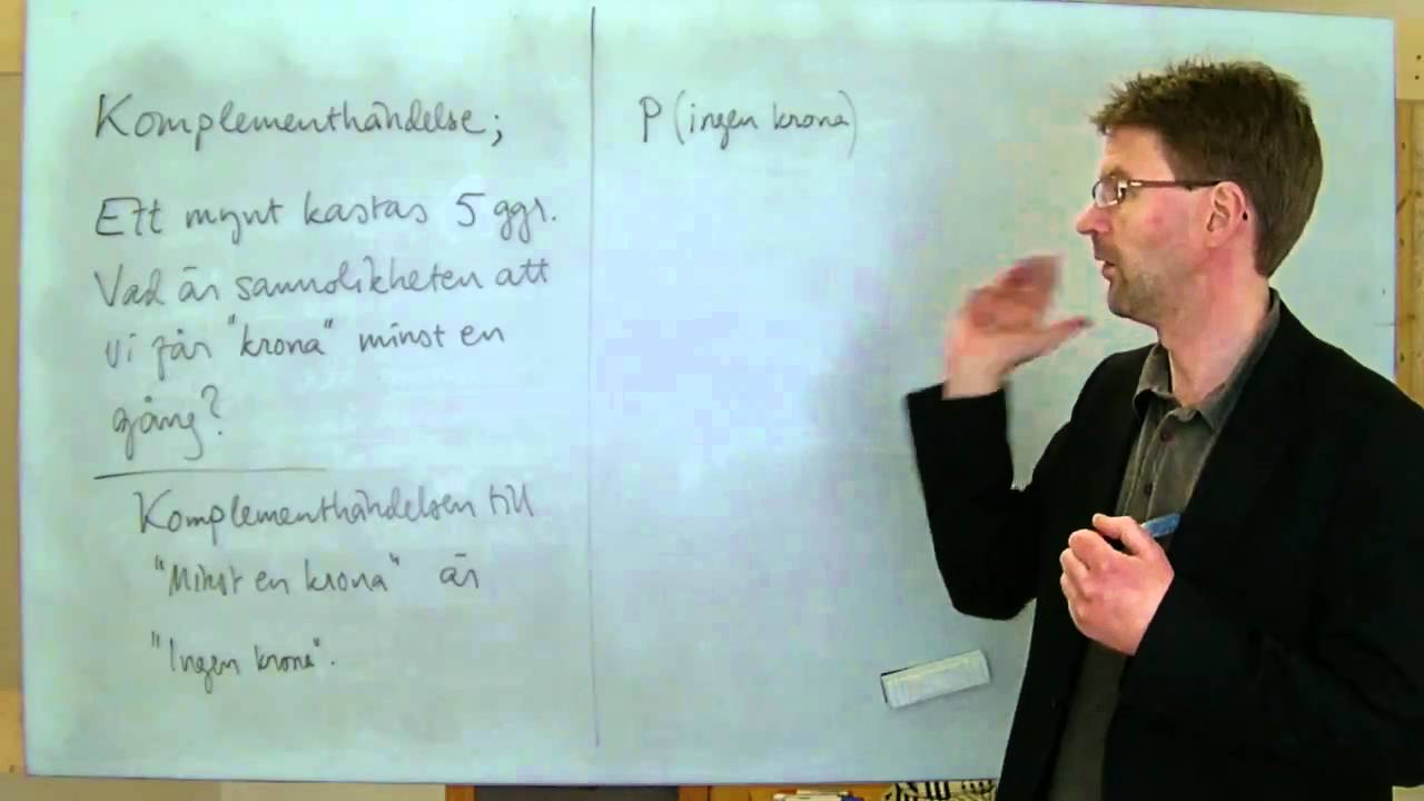 MaB: Sannolikhet; komplementhändelse, exempel