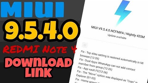 MIUI 9.5.4.0 Redmi Note 4 Global Stable Update download link.