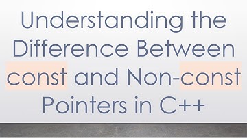 Understanding the Difference Between const and Non-const Pointers in C+ +
