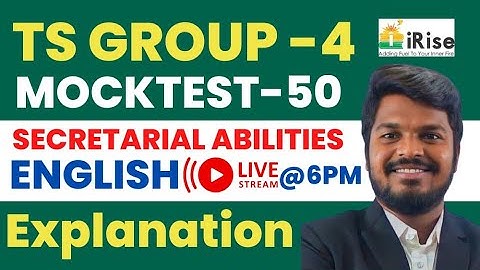 🔴LIVE🔴 TSPSC GROUP-4 MOCKTEST-50 Secretarial Abilities ENGLISH Questions Explanation