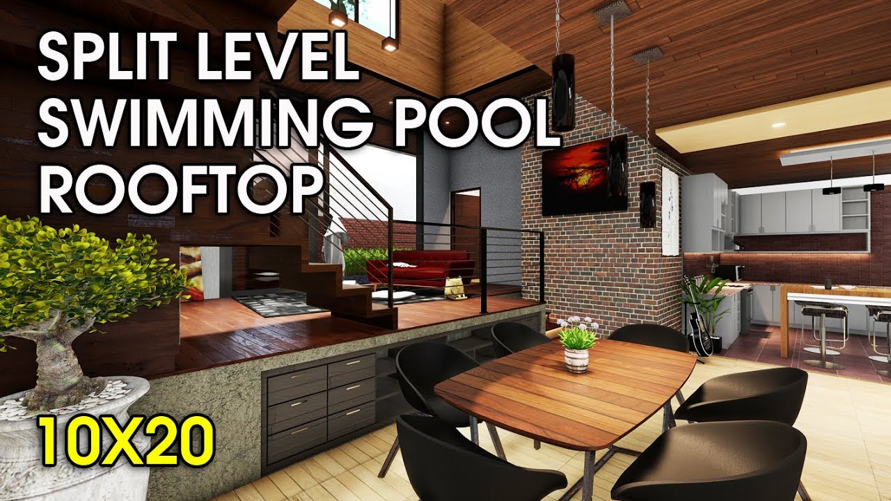 Split Level House Designs, Rumah Modern Minimalis ada Kolam Renang Mushola dan Rooftop Garden #4