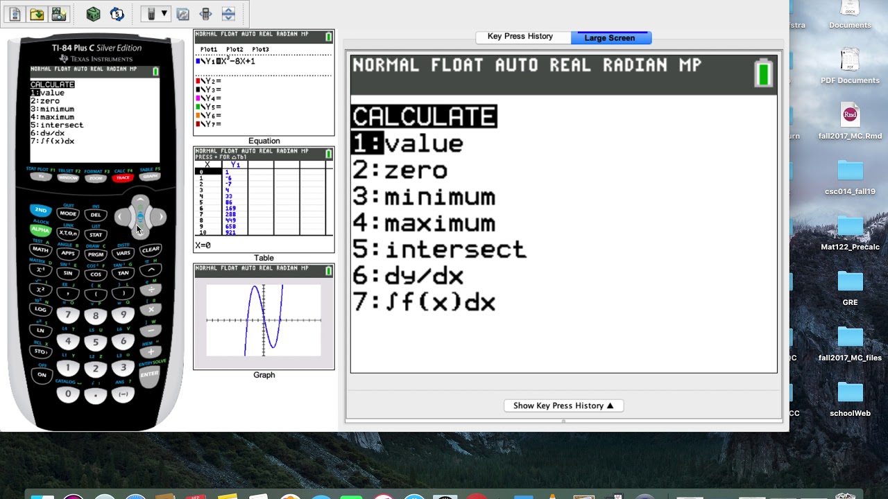 Use the graphing calculator to determine the local min/max of a