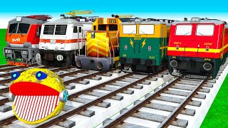 【踏切アニメ】あぶない電車 TRAIN PACMAN Vs 5 TRAIN Crossing 🚦 Fumikiri 3D Railroad Crossing Animation #1