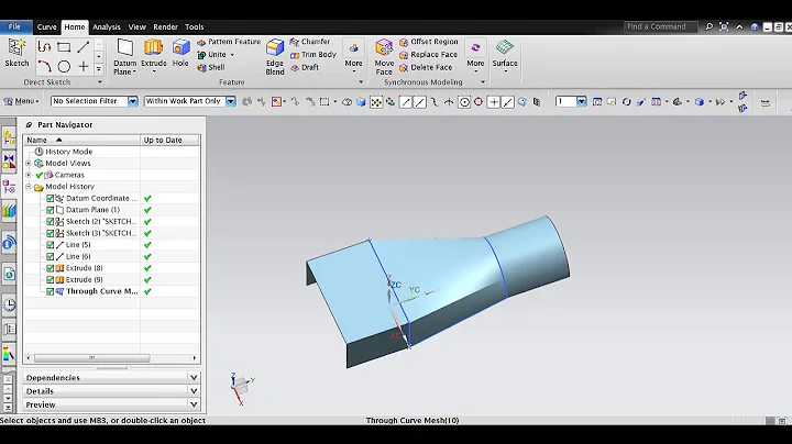 THOUGH CURVE MESH IN NX UNIGRAPHICS