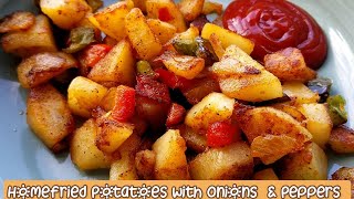 Home Fried Potatoes Onions & Peppers! How to make crispy Breakfast Potatoes with Onions & Peppers!
