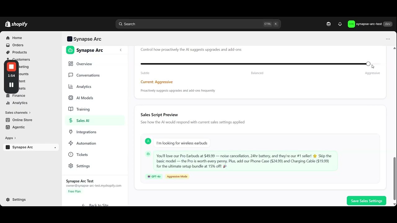 Synapse Arc — AI Customer Support for Shopify (Demo)