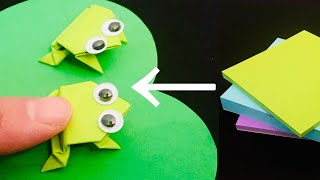 Sticky Note Origami Jumping Frog / Postit Origami / Easy Origami Frog