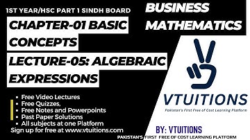 How Do We Conduct Algebraic Operations? Chapter-1 Basic Concepts  Business Maths Class 11 Sind Board