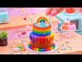 Beautiful Rainbow Chocolate Cake 🍫 | Mini Rainbow Drip Cake Decorating 🎂 | Candy ASMR ✨