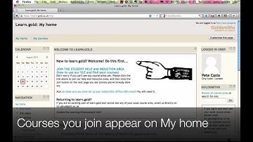 Navigating learn.gold - My home and joining course areas