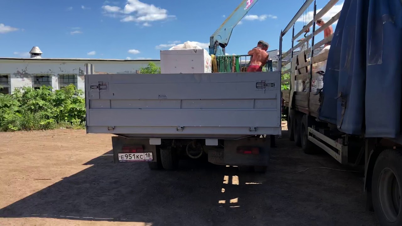 Разгрузка газоблока УНИБЛОК - YouTube