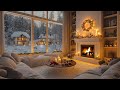 Cozy Winter Cabin Ambience ❄Cozy Living Room with Soft Piano Music, Fireplace and Snow Fall