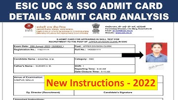 ESIC UDC COMPUTER SKILL TEST ADMIT CARD 2022  NEW INSTURCTIONS & POSTCARD PHOTO #ESIC_CST #UDC #sso